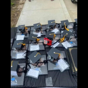 Graduation Caps on a table